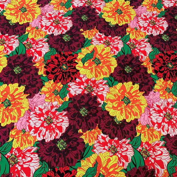 Ткань 2022 Новый г -бренд красочные цветы высококачественная печатная ткань Имитация шелковая растяжка сатиновая полиэстерная швейная ткань двор D240503