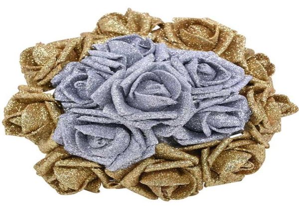 Декоративные цветы венки 510 шт. Блеск Голдсилвер пена роза Свадебный букет