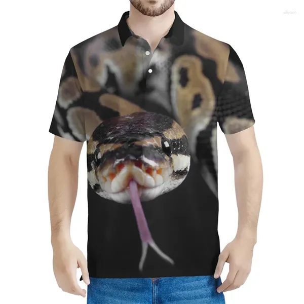 Polos maschile Snake in 3D Polo Stampato 3D per uomo Modella corta maniche a piombo magliette di magliette estiva casual streetwear t-shirt