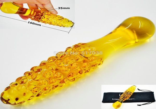 W1031 Dotted Big Large Pyrex Glass Dildo Penis Dick Dick Crystal Anal Butt Plug Sex Toys weibliche männliche Masturbationsprodukte für Frauen ME6276599