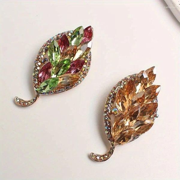 Broches 1pc vintage shinestone planta folhas broche mulheres luxo requintado retro festas jóias corsage clássico clássicos elegantes