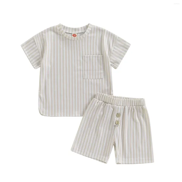 Kleidungssets Sommer Kinder Jungen Shorts Set Striped Short Sleeve T-Shirt Elastic Taille Casual Outfit Kleidung