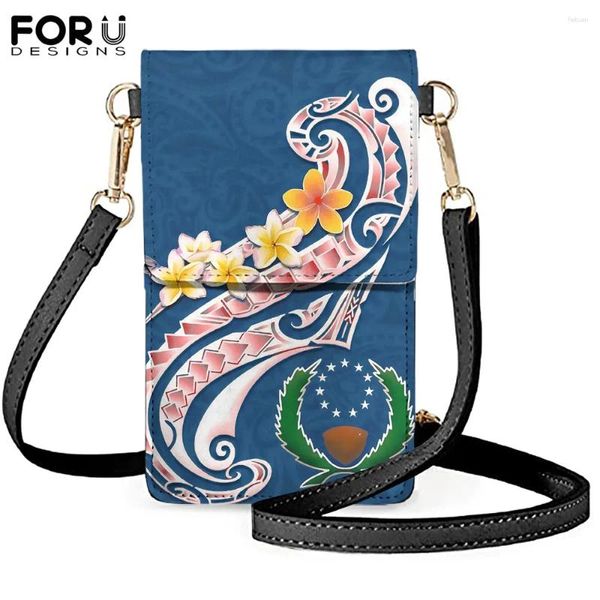 Umhängetaschen Fordensigns Mobiltelefontasche für Damen Polynesian Pohnpei Print Brand Design Frauen Süßes Crossbody -Brieftaschenbeutel