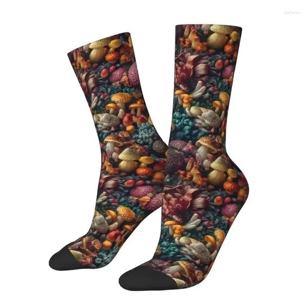 Erkek çoraplar vahşi mantar koleksiyonu erkek kadın mürettebat unisex fun 3d baskılı elbise