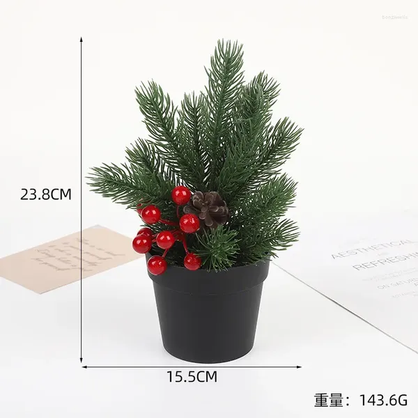Fiori decorativi mini simulazione pianta in vaso decorazione natalizia bonsai piccolo albero di Natale evergreen