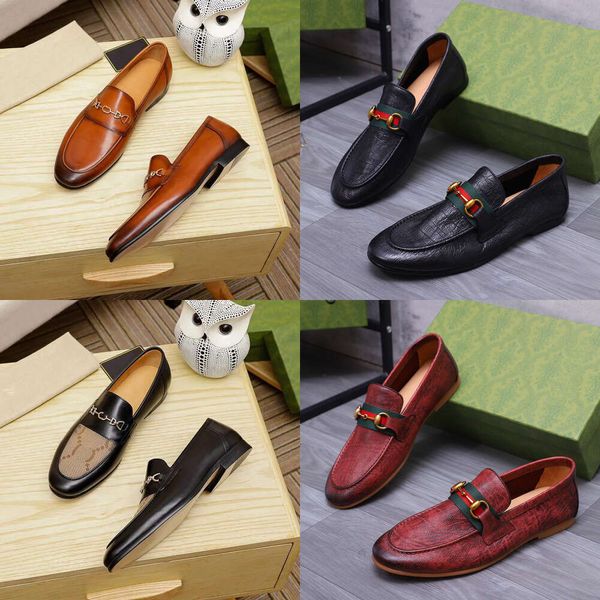 Sapatos de sapatos italianos luxuosos de vestido 2023 Oxford couro genuíno mocassins Mocassins Brown Black Men Plowers Shoes Sapatos Men clássicos de alta qualidade Sapatos de escritório de casamento 06