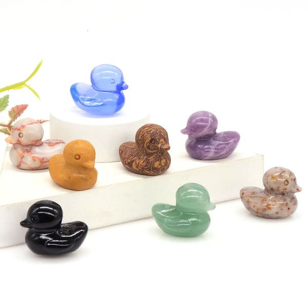 1.2 Mini niedliche Entenstatue natürliche Edelsteine ​​kristallgeschnitzte Heilung Tier Figur Reiki Stones Handwerk Home Dekoration Urlaubsgeschenke 240426