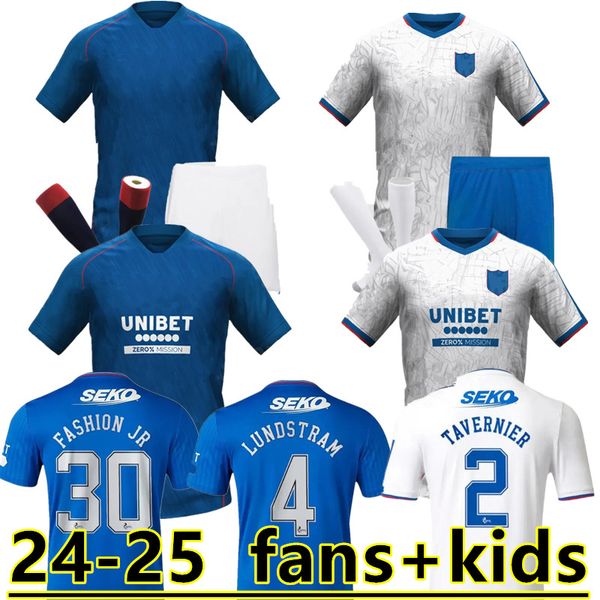 24 25 Rangers Soccer Trikots 2024 Home Shirt Away Glasgow Colak Roobe Lundstram Hagi Barker Morelos Tavernier Kent Tillman 3. Fußballmann Kids Kit 16-XXL 888888