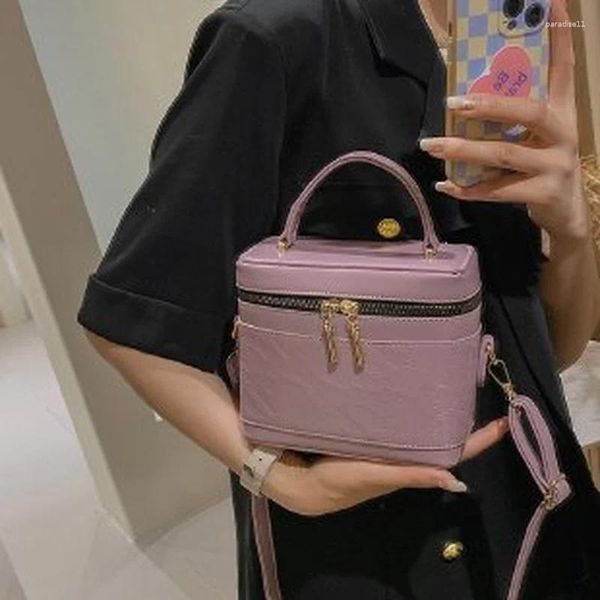 Bolsas de noite Luxury Mini Box Pu Leather Sling Crossbody Bag com alça curta para mulher 2024 Bolsa de ombro fofo Kawaii Totes