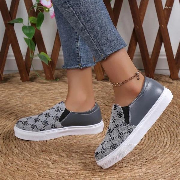 Scarpe casual da donna Summer's Fashion Round Toe Mouth Back-On Slip-On Vulcanized PE Leather Daily Office Foafer