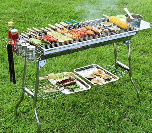 Grill de carvão para churrasco de alta qualidade Portátil Fotão de churrasco de aço inoxidável portátil para a festa de fogão para a família de jardim ao ar livre4364733