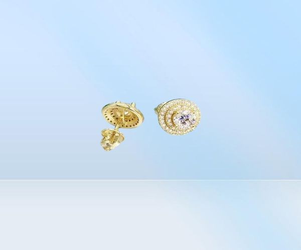 Stud Hip Hop S925 SilverColor Moissanite Earrings For Women Men 100% Pass Diamond Double Row GiftStudStud9790604