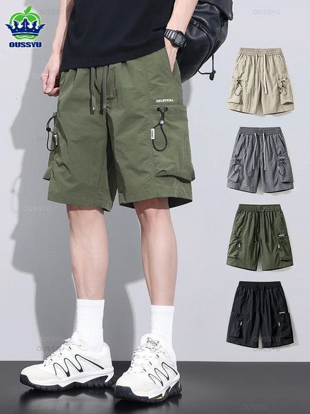 Summer shorts finos calças homens cargo trabalho lateral bolsos de folga de folga bermuda joelheira praia curta calça masculino plus size m4xl 240415