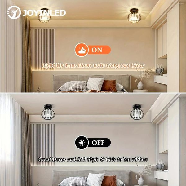 Luci a soffitto moderna lampada controllata da e26 con tonalità di cristallo lucido-lussuoso supporto semi-flush per il corridoio per bagno camera da letto