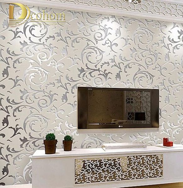 Avrupa tarzı dokunmamış duvar kağıdı klasik duvar kağıdı rulo purplegrey wallcoving lüks duvar kağıdı çiçek papel de parede v16824703