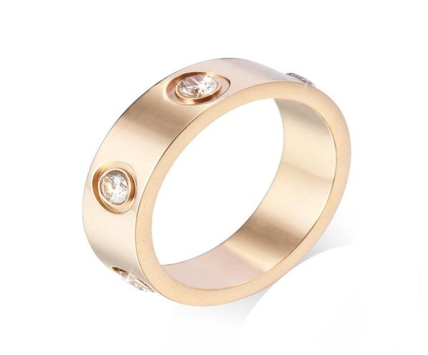 Nuovo anello di coppia in acciaio in acciaio in titanio da 45 mm 6 zircone cubico con anelli di dito della moda per lettere per donne amanti dell'impegno di fidanzamento GI7972955