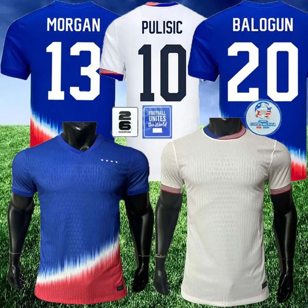 S-4xl24 Jerseys de futebol de USAs Pulisic Reyna Aaronson Weah Acosta McKennie 24 25Maillot de Futol Ferreira Dest Morgan Us uma camisa de futebol Rapinoe não