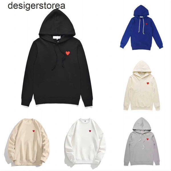 Erkek Hoodies Sweatshirts 23S Tasarımcı Oynat Commes Jumpers des Garcons Mektup Nakış Uzun Kollu Külot Kadın Kırmızı Kalp Gevşek Kazak Giyim