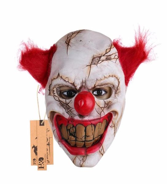 Maschera di Halloween Clown Scarino Clown Latex Maschera piena faccia a faccia grande bocchetta naso naso cosplay horror maschera maschera Ghost Party 20178566569