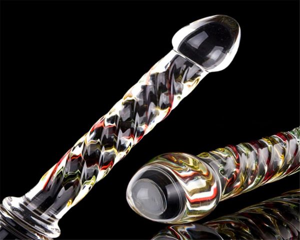 Filine grandi perle trasparenti Crystal Glass Penis Ribs di dildo Stick Assola Plug Botton Stim Toy per donne9940294