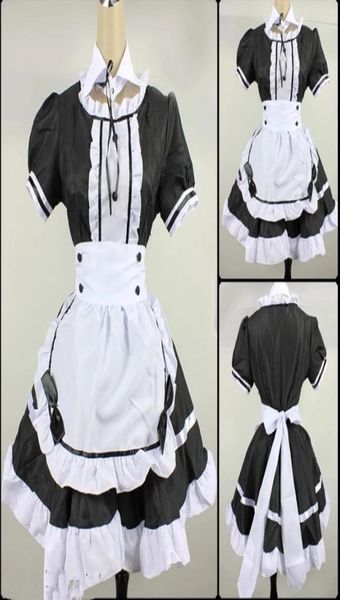 Roupas de empregada doméstica francesa sexy Black Japanese Anime Cos Kon Uniformes Girls Mulher Cosplay Costumes Game Roleplay Animation Clothing L0403323918