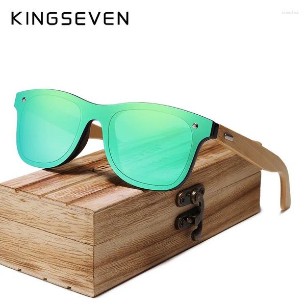 Sonnenbrille Kingseven Bambus Frauen UV400 Plorisierte Spiegellinsen Brillenmänner Marke Design Goggles Outdoor Eye Protection Classic Klassiker