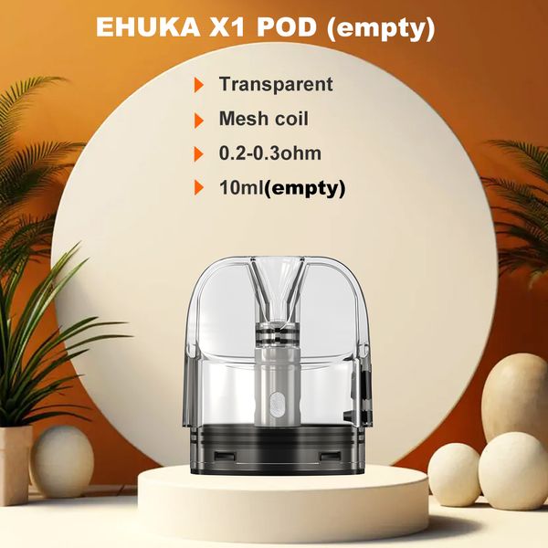 Ehuka Neues Original-Dual-Gebrauch arabisch shisha x1 60w austauschbare Pod Elektronische Shisha-Zubehör X1 Pod 0,2 0,3OHM Mesh Spule 10 ml Kapazität leer transparent sichtbar