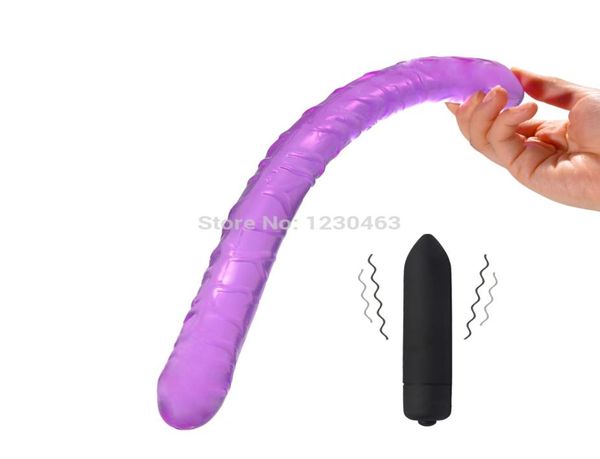 10 Funzione proiettile vibratore per donne lesbiche lunghe gallo doppio dildo a doppio dildo vagina a vagina anale tappo di sesso giocattoli sessuali MX1912189227291