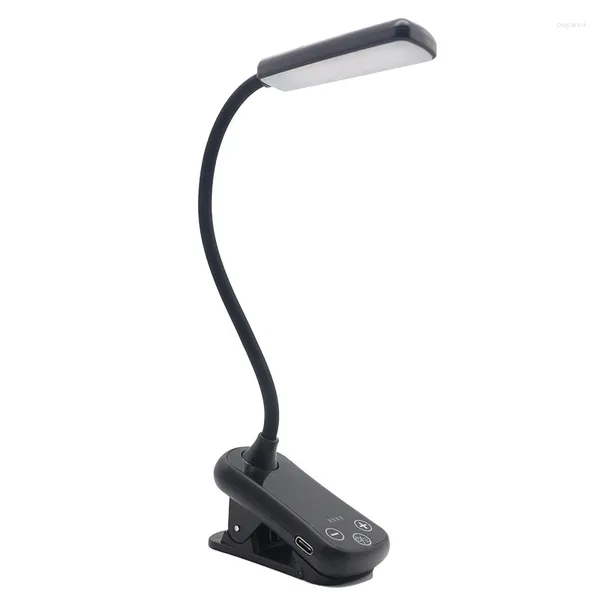 Tischlampen LED -Clip auf Buch Light Lampe 3 Farben 8 Helligkeit USB wieder aufladbaren Mini -Schreibtisch