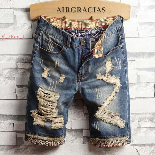 Purple Branddesigner Mens rasgado jeans curtos Roupas Bermuda Algodão shorts de jeans respiráveis masculino de alta qualidade