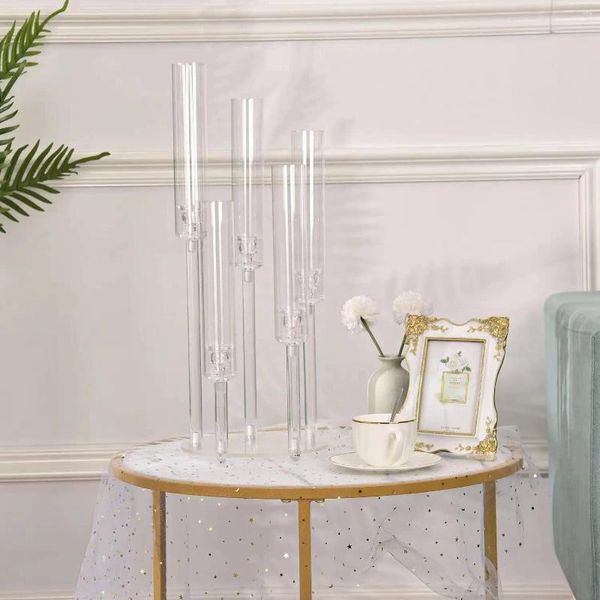 Titulares de vela Clear 5 Armas Cabeças de acrílico Centralabra Centerpieces titular para decoração de eventos de casamento