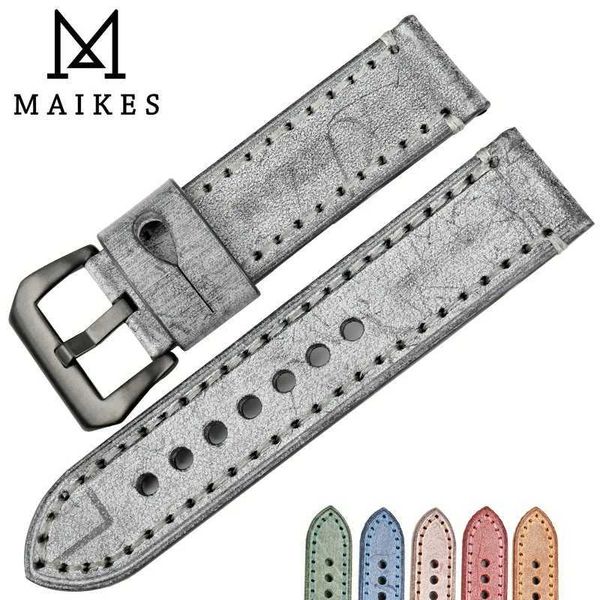 Assista Bands Maikes Made Handmade de Handmade Retro Bride Belt 22mm 24mm Acessório com 6 cores disponíveis Q240430
