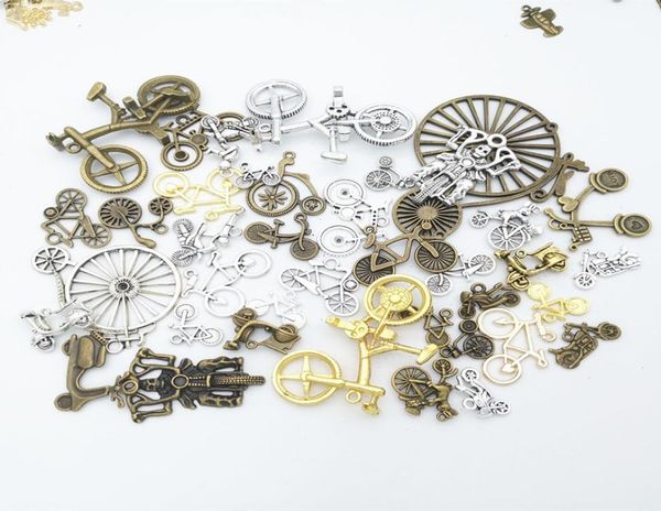 200 Gramas Vintage Silver Color Bronze Bike Bike Bicycle Charms Pingente de metal de liga de bracelete para colar de bracelete DIY Jewelr6988596