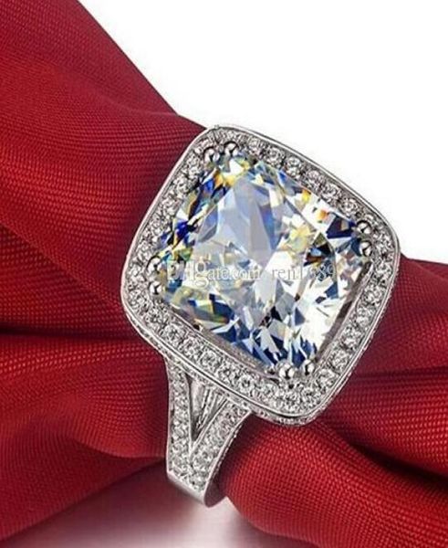 Ganzer feiner Schmuck 8ct Big White Sapphire 14kt Weißgold gefüllt GF Simulierte Diamant Hochzeitsverlobungsband Ringliebhaber Gif7707499