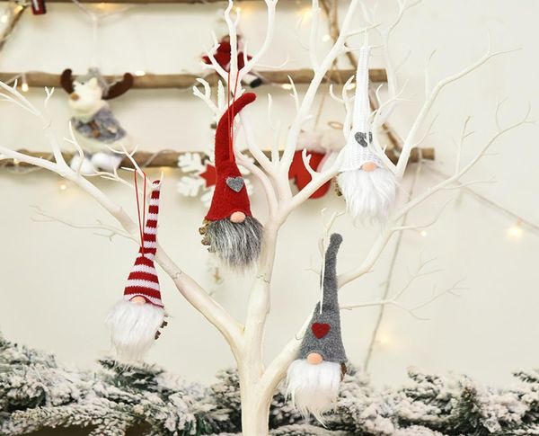 Ornamenti natalizi in tessuto a maglia bambola senza volto Ornamenti per alberi di Natale creativi ciondoli per decorazioni natalizie Striple HH937974167