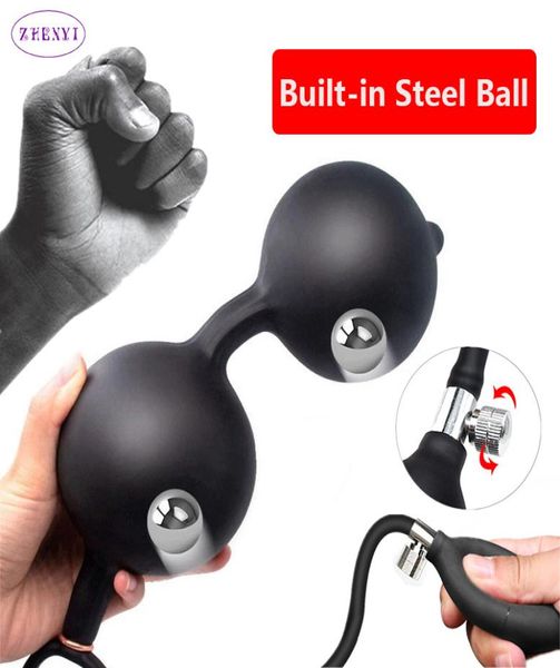 Новый Buitlin Seel Ball надул большую анальную заглушку Dildo Pump Pugul Anal Dilator Massate Massage Anus Extender Dilatador Sex Toy X4120370