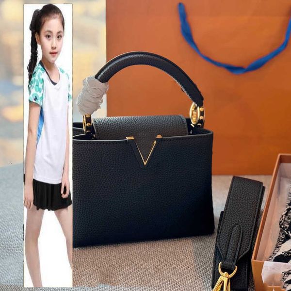 Kids Bags Luxusmarke CC Bag Damen Designer Schwarze Kapuziner Kalbsleder Top Griff Totes Klassiker Mini -Klappen Multi -Pochette -Handleder -Leder -Gurt Crossbody Schulter Hand