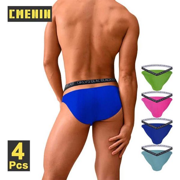 UNDUPTS CMenin 4pcs Pamuk Nefes Alabilir iç çamaşırı erkek jockstrap kumaş seksi v yaka kolye bikini kadın q240430