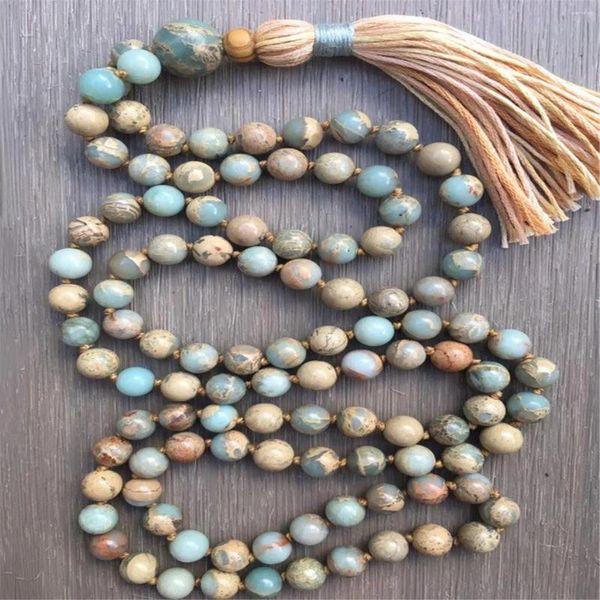 Correntes 8mm Imperial Jasper 108 BEADS Colar de tassel artesanal Evento formal Contemporary Evento formal todos