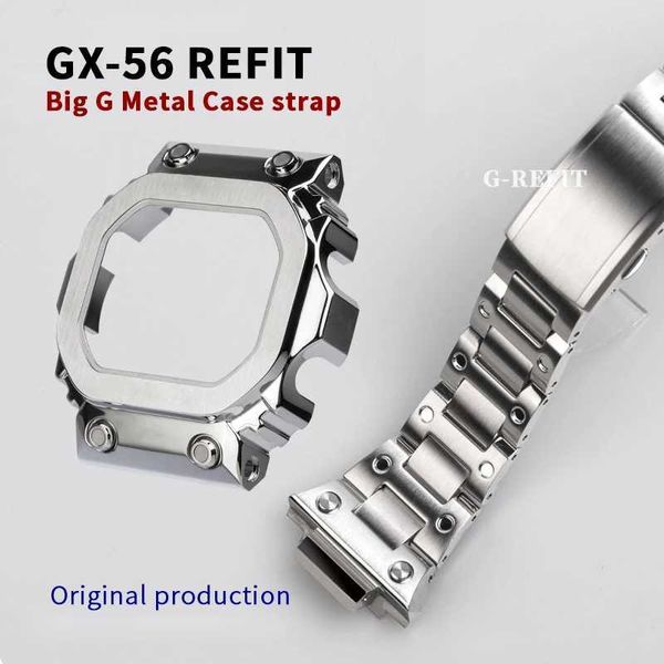 Sehen Sie sich Bands G-Refut GX56 Band/Hülle GXW56 Metallrahmen GWX56BB mit 316L Edelstahl Silber Schwarz Gold Regenbogenrecycling-Werkzeug Q240430