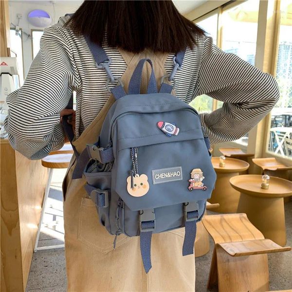 Backpack Women Girls Small School School School Nylon Waterspert Nylon Kawaii Japonês Casual Menina Coreana Mini Mochilas