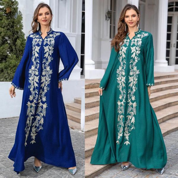 Abbigliamento etnico leggero abito da sera ricamato di lusso per donne Arabia Dubai Abayas Party Kaftan Abiti musulmani