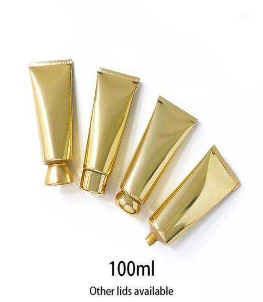 100 ml de plástico dourado Tubo de aperto 100g Cosmético vazio Garrafa macia de cuidados com o creme de shampoo LONIONAL DE PREVELA DE PLAGEM DE PLAGEM DE PACAGEM12967601