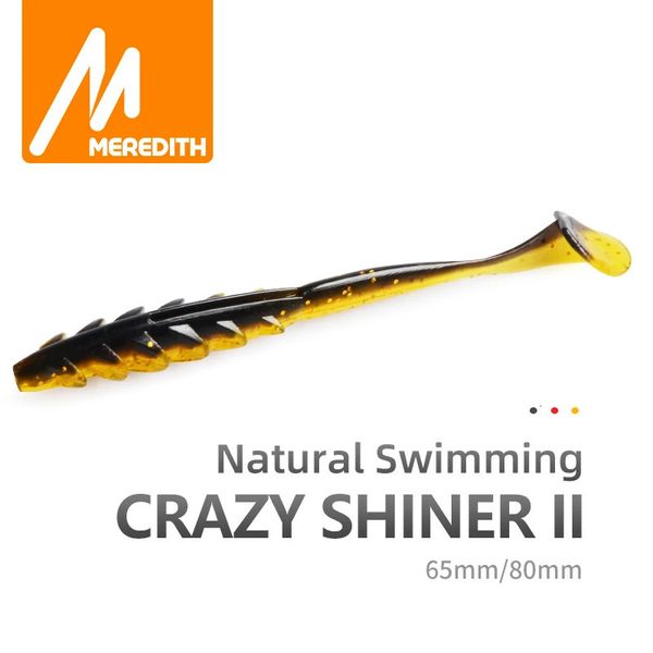 Meredith Crazy Shiner II Soft Lure 65mm 80mm Pesca Shad Silicone Baits Tail Wobblers Swimbait Artificial Leurre Souple 240430