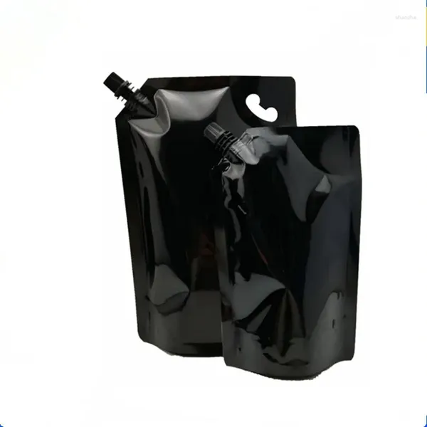 Bolsas de armazenamento 10pcs 500/1000ml Bolsa de embalagem de embalagem de plástico preta para bebida para bebida suco líquido leite café acampamento ao ar livre