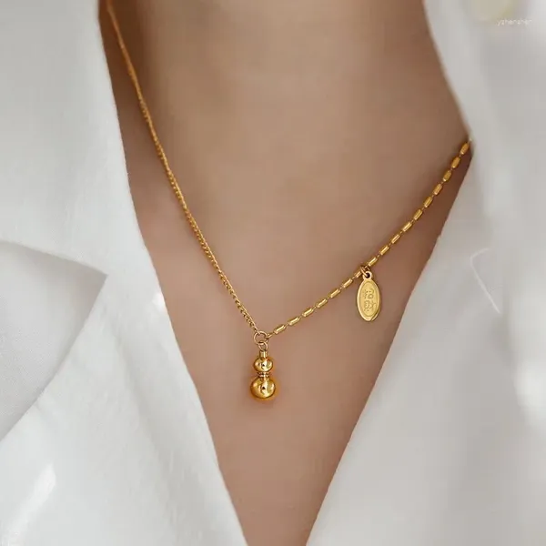 Colares pendentes Design de tendências de moda Collo de aço inoxidável brilhante para mulheres do Gourd Clavicle Jewelry Party Premium Presente