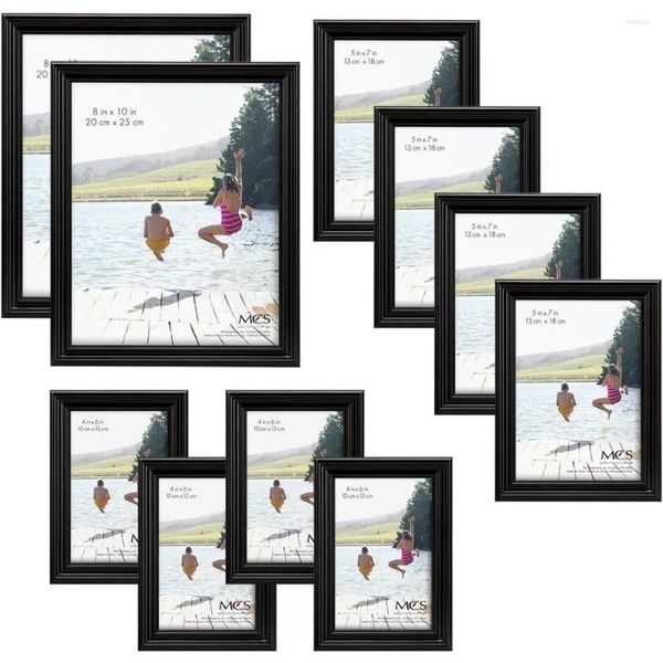 Рамки четыре 4x6 в POS 10PC Multi Pack Picture Prame Set - два украшения стены 8x10 Black Po Home