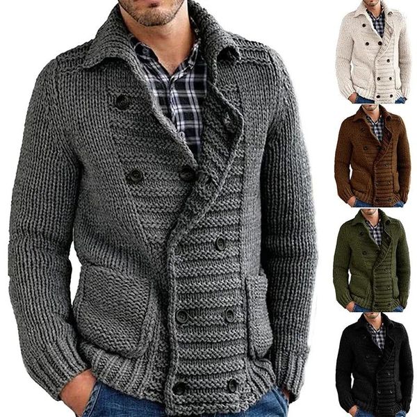 Giacche da uomo Autumn e inverno Magni da uomo Cardigan Colore Solido Bavani Abbigliamento a maniche lunghe a maniche lunghe