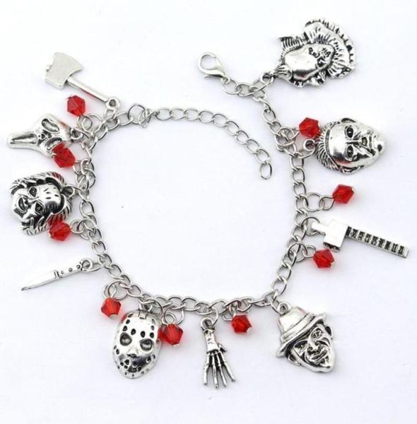 Bracelets de charme chucky rosto Stephen reis It Penny Wise Jason Hockey Horror Bracelete projetado para Ladies Halloween Jewelry Gifts476527189