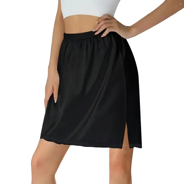 Lässige Kleider Frauen halbe Ausrutscher unter Kleid Spitze Saum elastische Taille Petticoat Unterrocks Knie Länge Midi Rock Strecke für